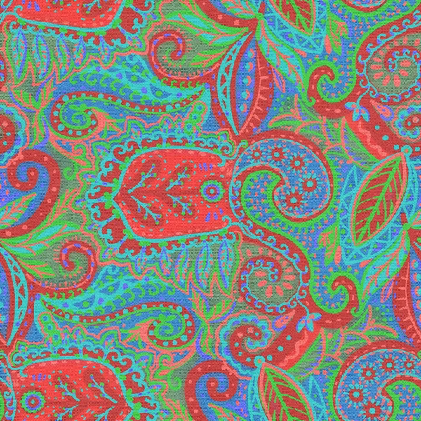 Бесшовный Рисунок Многоцветной Печатью Пейсли Шелковой Текстурой Ручная Иллюстрация — стоковое фото