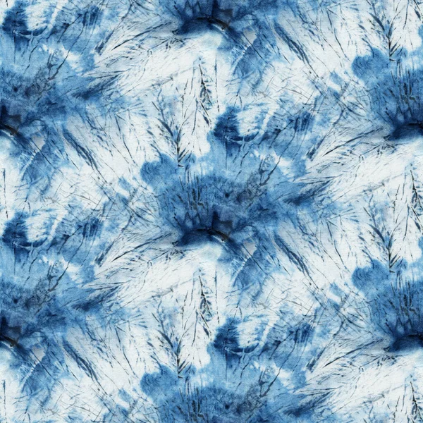 Sömlös Tie Dye Mönster Indigo Färg Vitt Siden Handmålning Tyger — Stockfoto