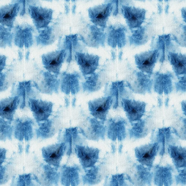 Naadloze Tie Dye Patroon Van Indigo Kleur Witte Zijde Handschilderstoffen — Stockfoto