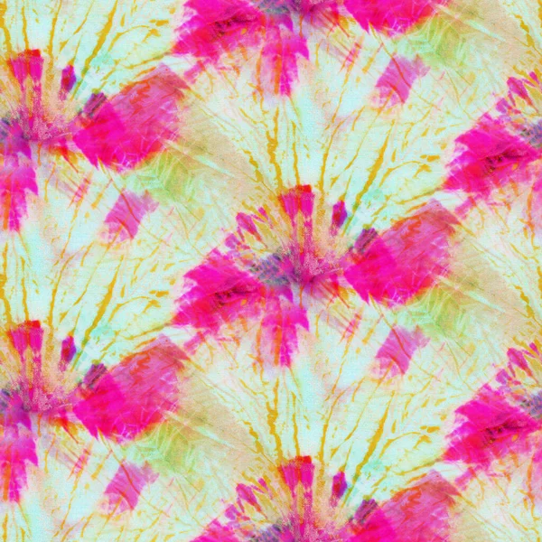 Sömlös Tie Dye Mönster Rosa Och Grön Färg Vitt Siden — Stockfoto