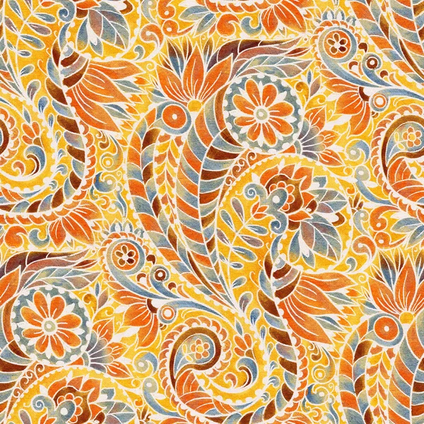Patrón Sin Costuras Con Estampado Paisley Multicolor Ilustración Acuarela — Foto de Stock
