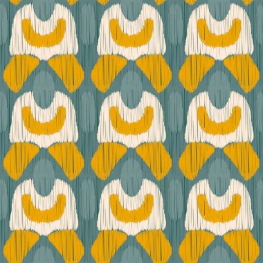 Kusursuz Ikat Deseni. Tekstil tasarımı, duvar kağıdı, yüzey dokuları, ambalaj kağıdı için soyut arkaplan.