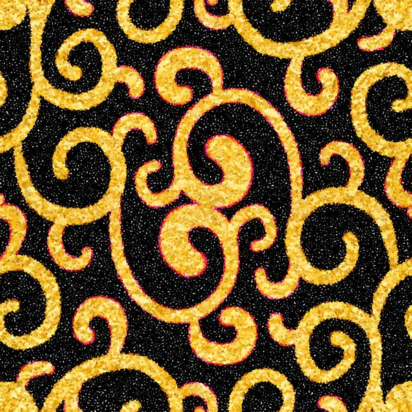 レトロなスタイルのアラベスクとシームレスなパターン 金の刺繍 点で描く ベクターイラスト — ストックベクタ