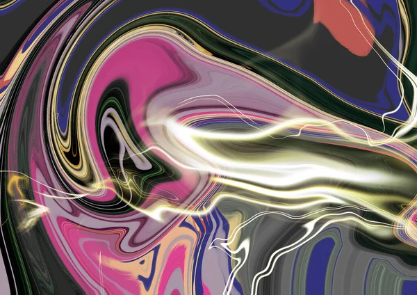 Fluid Art Dark Background Bright Light Blurred Spots Digital Painting — Fotografia de Stock