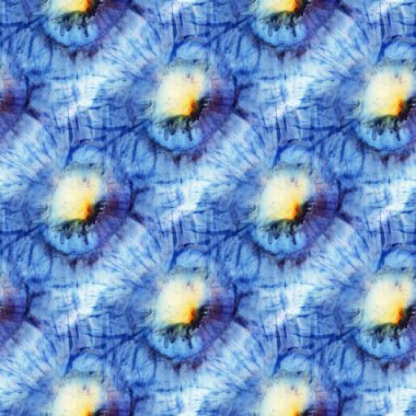 Beyaz ipek üzerinde kusursuz kravat boyası deseni. El boyası kumaşlar - nodüler batik. Shibori boyaması.. 