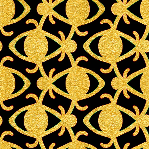 Gold Seamless Pattern Arabesques Hand Drawn Illustration — Stock Photo, Image