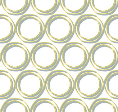 Kumaş ve ambalaj kağıtları için daireler çizen kusursuz desenler. Vektör illüstrasyonu