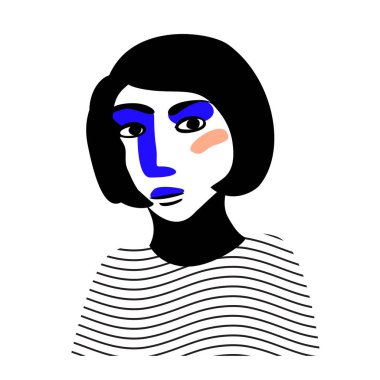 Gerçeküstü Yüzler. Bir kadının soyut portresi. Vektör illüstrasyonu.