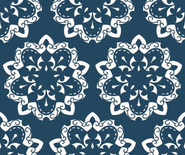 Dekoratif daireleri olan siyah ve beyaz desenli mandala tarzı. Vektör illüstrasyonu.