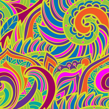 Çok renkli Paisley desenli kusursuz desen. Vektör illüstrasyonu