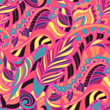 Çok renkli Paisley desenli kusursuz desen. Vektör illüstrasyonu