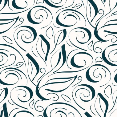 Yapraklı, soyut, pürüzsüz desen. Vektör illüstrasyonu. 