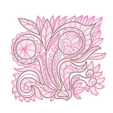 Dekoratif unsur beyaz arkaplanda izole edilmiş. Çoklu renkli Paisley izi. Vektör illüstrasyonu