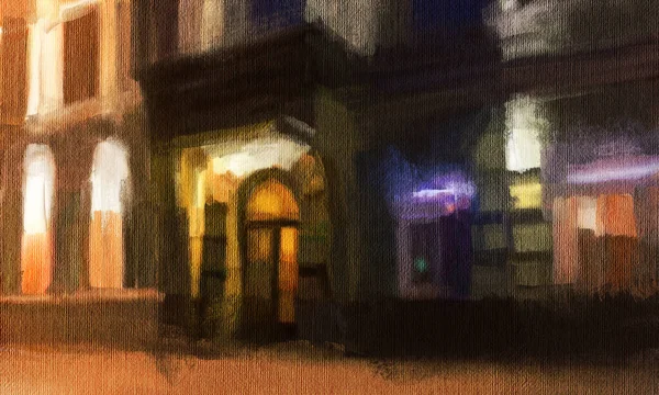 Abstrakter Impressionismus Landschaft Nachtstadt Moderne Malerei Handgezeichnete Illustration — Stockfoto