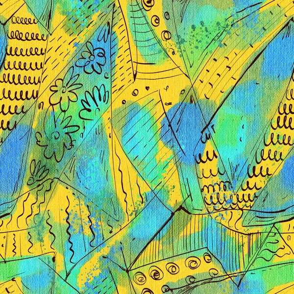 Абстрактный Узор Акварельным Рисунком Стиле Дудл Рисование Акварели Чернил — стоковое фото