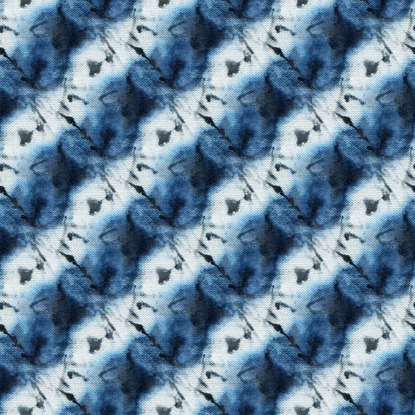 Nahtloses Muster Aus Krawattenfärbung Indigo Farbe Auf Weißer Seide Handbemalte — Stockfoto