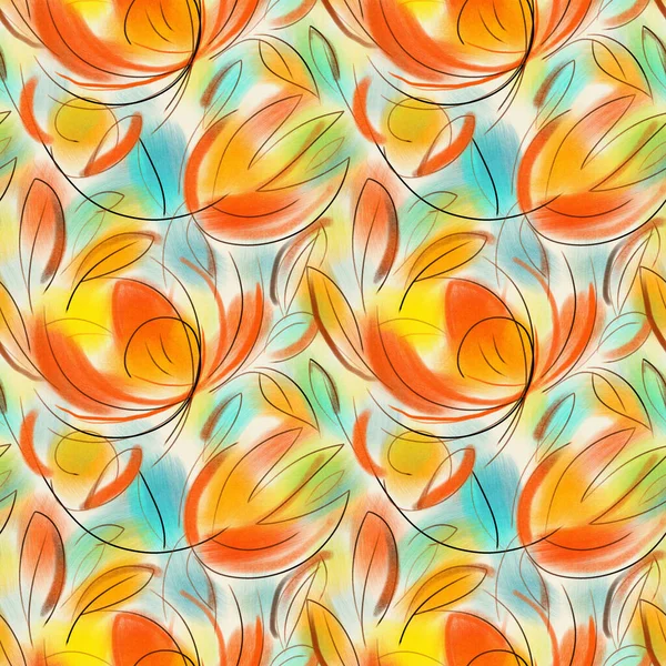 Nahtloses Muster Mit Aquarellblumen Handgezeichnete Illustration — Stockfoto