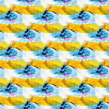 Kusursuz çivit mavisi ve beyaz ipek üzerinde sarı renk. El boyası kumaşlar - nodüler batik. Shibori boyaması.. 