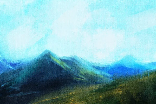 Abstract Impressionisme Landschap Berglandschap Handgetekende Illustratie — Stockfoto