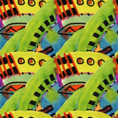 Karalama tarzında suluboya çizimli, soyut, pürüzsüz bir desen. Suluboya ve mürekkep çizimi.