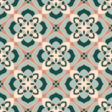 Dekoratif fayansların eski tarz kusursuz deseni. Vektör illüstrasyonu