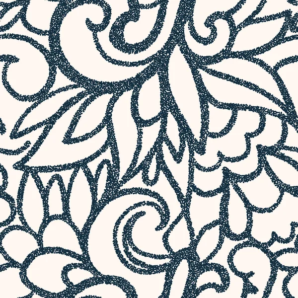 Schwarz Weißes Nahtloses Muster Mit Blumen Vektorillustration — Stockvektor