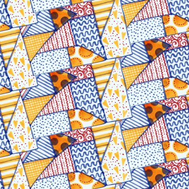 Geometrik desenli kusursuz desen. Kalemlerle çiziyorum. El çizimi illüstrasyon.