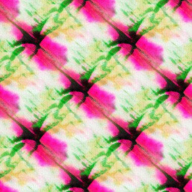 Beyaz ipek üzerinde kusursuz kravat boyası deseni. El boyası kumaşlar - nodüler batik. Shibori boyaması.. 