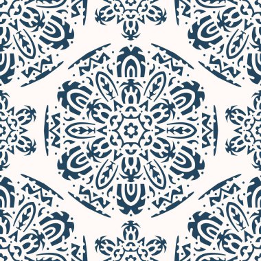 Dekoratif daireleri olan siyah ve beyaz desenli mandala tarzı. Vektör illüstrasyonu.