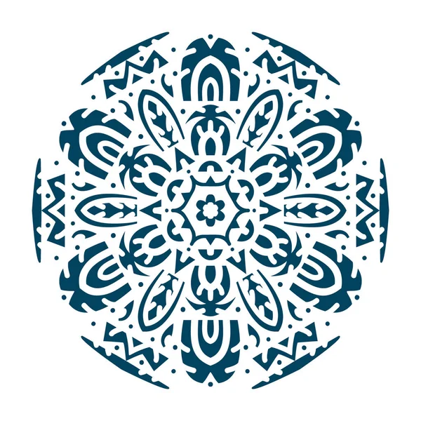 Mandala Monocromo Aislado Sobre Fondo Blanco Ilustración Hecha Mano Vector — Vector de stock