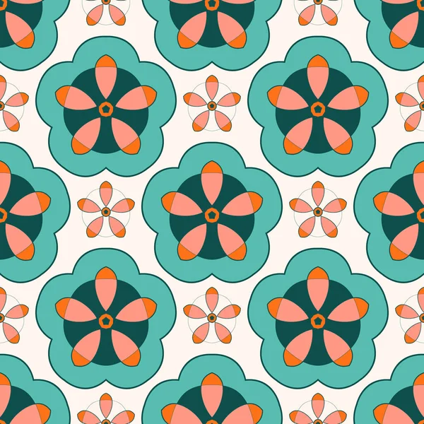 Patrón Sin Costuras Con Flores Dibujo Geométrico Ilustración Vectorial — Archivo Imágenes Vectoriales