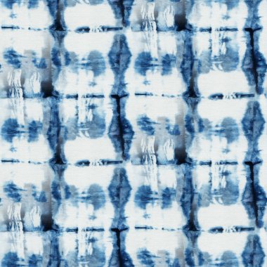 Beyaz ipeğin üzerindeki çivit rengi kusursuz kravat boyası deseni. El boyası kumaşlar - nodüler batik. Shibori boyaması.. 