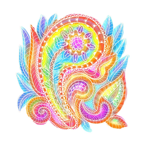 Elemento Decorativo Estilo Doodle Aislado Sobre Fondo Blanco Impresión Multicolor — Foto de Stock