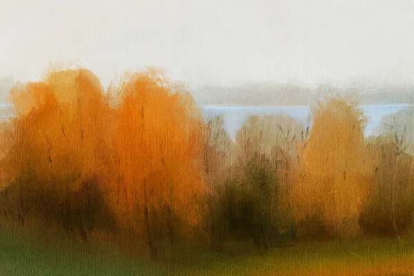 Abstraktní Impresionismus Podzimní Krajina Moderní Malba Ručně Kreslená Ilustrace — Stock fotografie