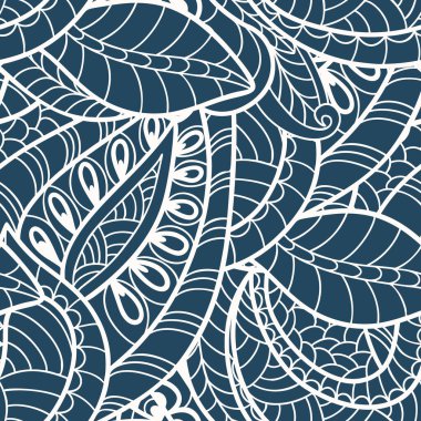 Siyah beyaz desenli, Paisley desenli, retro tarzı. Vektör illüstrasyonu