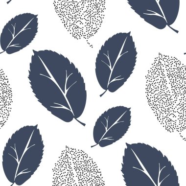 Yapraklı, soyut, pürüzsüz desen. Vektör illüstrasyonu. 
