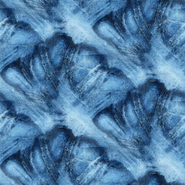 Seamless Tie Dye Pattern Indigo Color White Silk Hand Painting — Stock Photo, Image