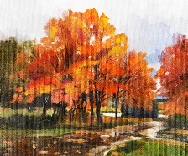 Autumn Landscape Modern Painting Hand Drawn Illustration — Stock Photo, Image