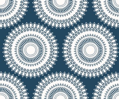 Dekoratif daireleri olan siyah ve beyaz desenli mandala tarzı. Vektör illüstrasyonu.