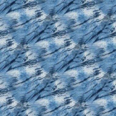 Beyaz ipeğin üzerindeki çivit rengi kusursuz kravat boyası deseni. El boyası kumaşlar - nodüler batik. Shibori boyaması.. 