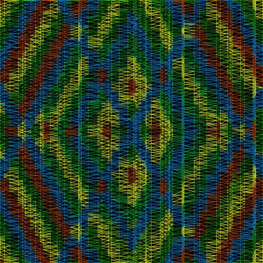 Kusursuz desenli, geometrik çizimli dekoratif nakış. Tekstil tasarımı, ambalaj kağıdı, duvar kağıdı, web sayfası vektörü için kullan.