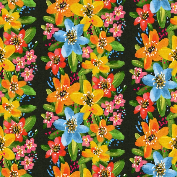 Padrão Sem Costura Com Flores Tropicais Arte Pintura Óleo — Fotografia de Stock