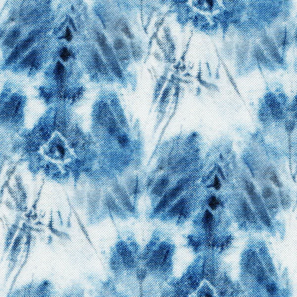 Sömlös Tie Dye Mönster Indigo Färg Vitt Siden Handmålning Tyger — Stockfoto