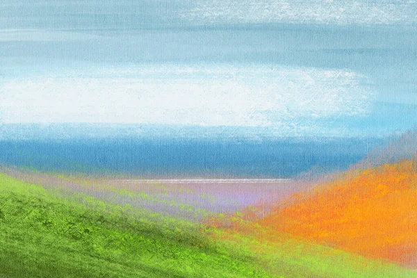 Abstract Impressionism Landscape Modern Painting Hand Drawn Illustration — Stock Photo, Image