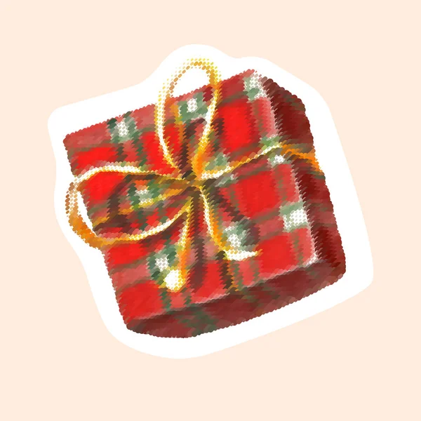 Χριστουγεννιάτικα Δώρα Αυτοκόλλητο Απομίμηση Κεντήματος Εικονογράφηση Διανύσματος — Διανυσματικό Αρχείο