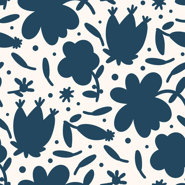 Black White Seamless Pattern Flowers Vector Illustration — Stock Vector