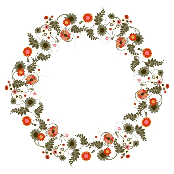 Cadre rond avec un ornement de fleurs . — Image vectorielle