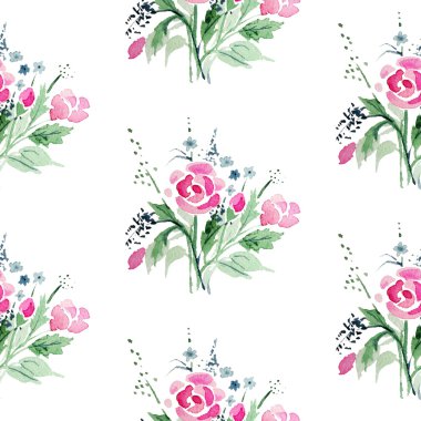 suluboya çiçek seamless modeli