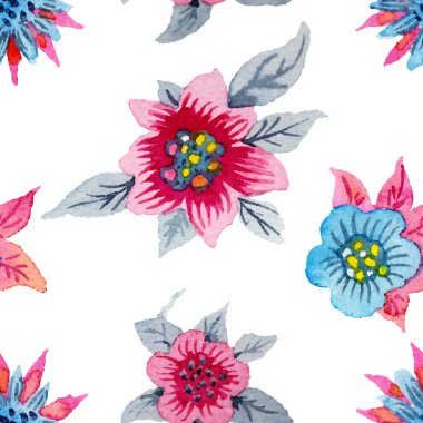 suluboya çiçek seamless modeli