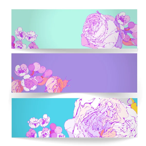 Conjunto de pancartas horizontales con flores — Vector de stock